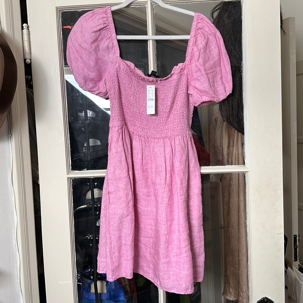 Super cute! Pink linen dress with pockets! NWT!